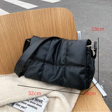 Soft PU Padded Shoulder Crossbody Bag Winter Tote Ladies Solid Handbag