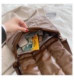 Soft PU Padded Shoulder Crossbody Bag Winter Tote Ladies Solid Handbag