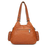 Soft PU Leather Stitching Shoulder Bag European Retro Bag Famous Handbag