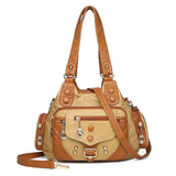 Soft PU Leather Stitching Shoulder Bag European Retro Bag Famous Handbag