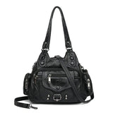 Soft PU Leather Stitching Shoulder Bag European Retro Bag Famous Handbag