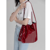 Soft Patent Leather Women Shoulder Bags Large Capacity Retro Ladies Shopping Bag