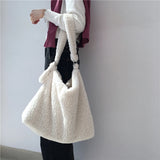 Soft Plush Messenger Shoulder Bag Large Capacity Women Tote Shopping Bag