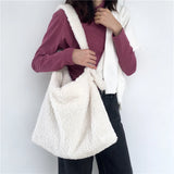 Soft Plush Messenger Shoulder Bag Large Capacity Women Tote Shopping Bag