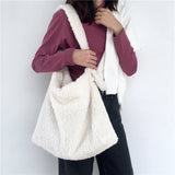Soft Plush Messenger Shoulder Bag Large Capacity Women Tote Shopping Bag