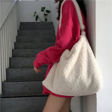 Soft Plush Messenger Shoulder Bag Large Capacity Women Tote Shopping Bag