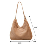 Soft Plush Double Strap Shoulder Bag For Women - Faux Fur Shopper Ba