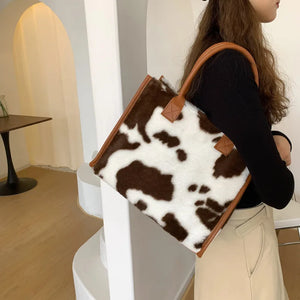 Soft Plush Faux Fur Handbag for Ladies