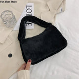 Soft Plush Handbags Women Winter Warm Shoulder Bags Phone Money Storage Purse
