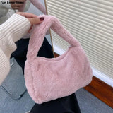Soft Plush Handbags Women Winter Warm Shoulder Bags Phone Money Storage Purse