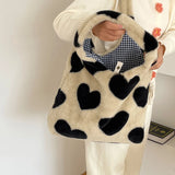 Plush Shoulder Bag Love Heart Fluffy Book Bags