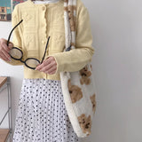 Soft Plush Shoulder Bag Women Tote Cartoon Bear Shopping Bags