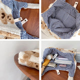 Soft Plush Shoulder Bag Women Tote Cartoon Bear Shopping Bags