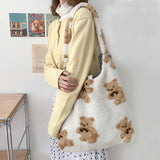 Soft Plush Shoulder Bag Women Tote Cartoon Bear Shopping Bags