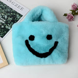 Soft Plush Smiley Shoulder Bag Faux Fur Ladies Winter Messenger Bags