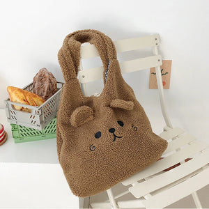 Plush Tote Bag Women Cartoon Lamb Wool Shoulder Bags Shopping Bag Handbags