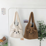 Plush Tote Bag Women Cartoon Lamb Wool Shoulder Bags Shopping Bag Handbags