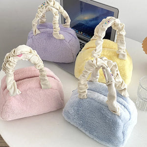 Soft Plush Shoulder Bag Winter Clutch Purse Handbag Solid Female Tote Bags
