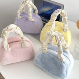 Soft Plush Shoulder Bag Winter Clutch Purse Handbag Solid Female Tote Bags