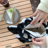 Plush Bucket Bag Love Heart Pattern Clutch Purse Winter Faux Fur Handbag