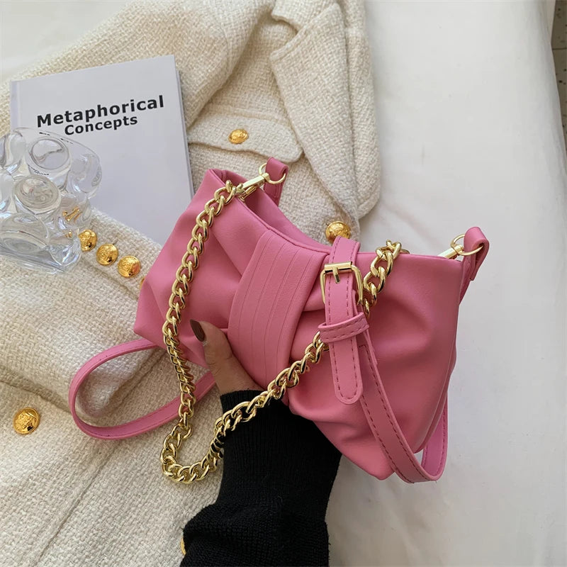 Soft Pu Leather Bow Chain Shoulder Bag Elegant Crossbody Bags For Travel