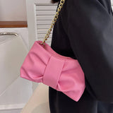 Soft Pu Leather Bow Chain Shoulder Bag Elegant Crossbody Bags For Travel