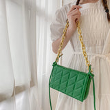 Soft Pu Leather Chain Shoulder Bag Green Clutch Tote Bags for Women