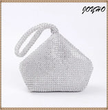 Silver Rhinestones Evening Bags Zipper Mini Clutch