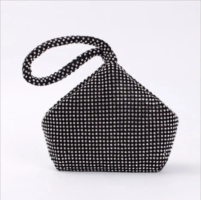 Silver Rhinestones Evening Bags Zipper Mini Clutch