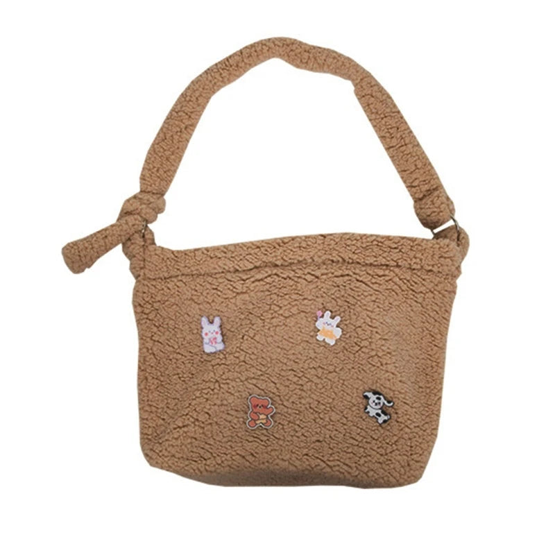 Plush Handbag Cartoon Tote Bag Furry Shopping Bag Messenger Bag