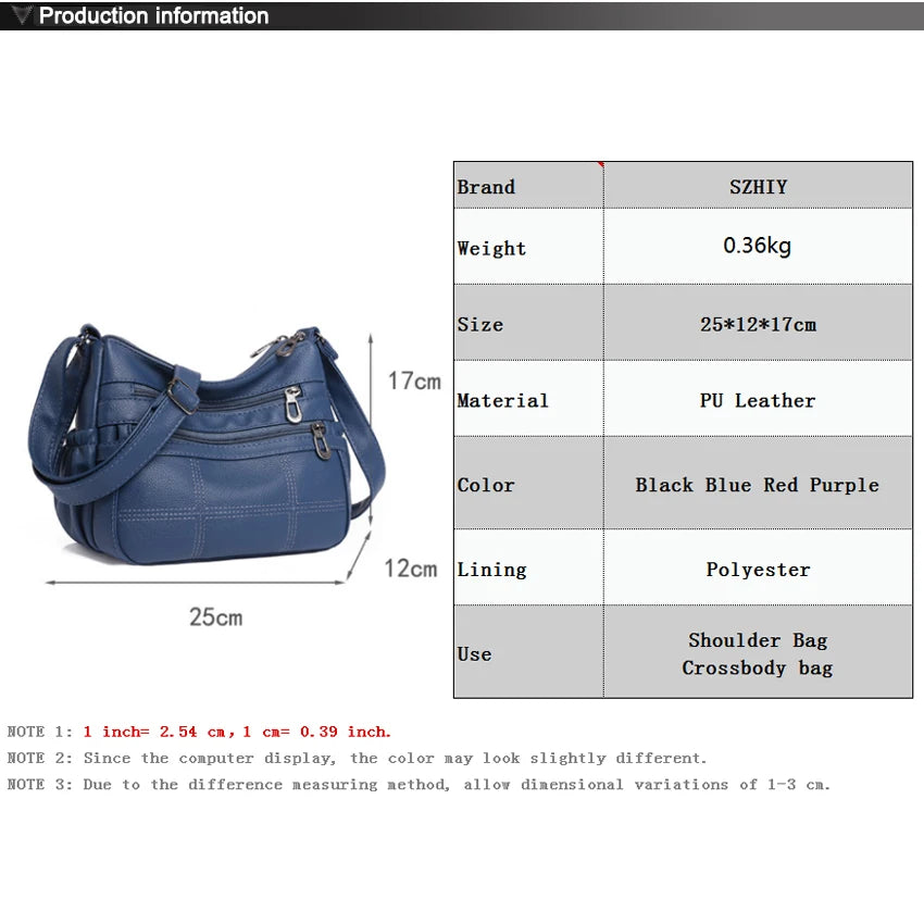 Vintage Soft Shoulder Bag Ladies Crossbody Purse Travel Bag