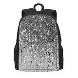 Silver Gray Glitter Backpacks Men Women Travel Bag