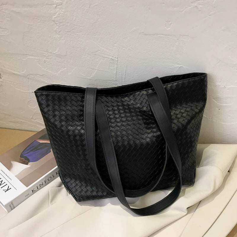 Soft Weave Handbag Women Large Capacity Handbags High Woven Shoulder Bag