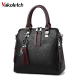Soft PU Leather Women Shoulder Bag with Tassel Pendant