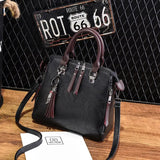 Soft PU Leather Women Shoulder Bag with Tassel Pendant