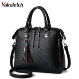 Soft PU Leather Women Shoulder Bag with Tassel Pendant