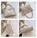 Large-Capacity Women's Shoulder Bag Retro Tote Commuter Leisure Handbag