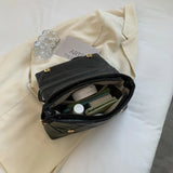 Women's PU Leather Handbag with Embroidery Thread