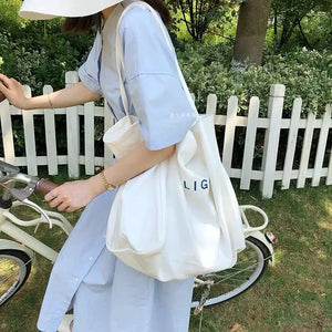 Women Canvas Shopping Bag Eco Shopper Tote Large Capacity Shoulder Bags