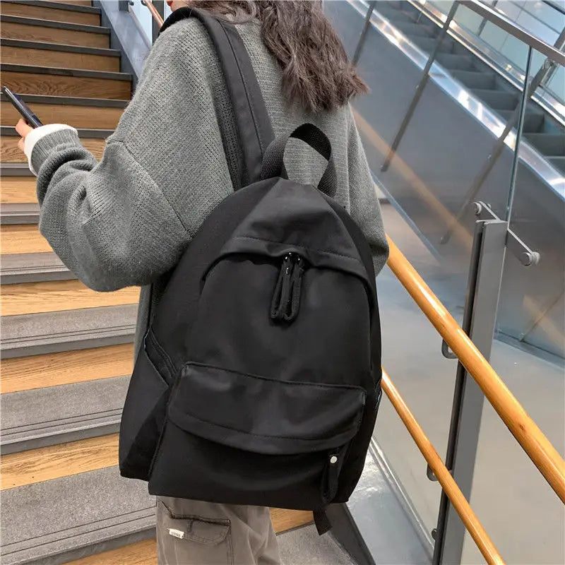 Solid Backpacks Students Brief Unisex Couples Travel Casual All-match School Bag