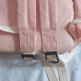 Sweet Pink Canvas Backpack Women School Bag Casual Travel Harajuku Teens