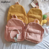 Sweet Pink Canvas Backpack Women School Bag Casual Travel Harajuku Teens
