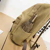 Solid Canvas Backpacks 100% Cotton Leisure Travel Bags Unisex Large Capacity