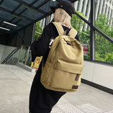 Solid Canvas Backpacks 100% Cotton Leisure Travel Bags Unisex Large Capacity