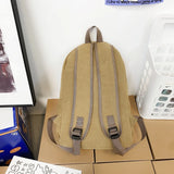 Solid Canvas Backpacks 100% Cotton Leisure Travel Bags Unisex Large Capacity