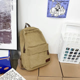 Solid Canvas Backpacks 100% Cotton Leisure Travel Bags Unisex Large Capacity