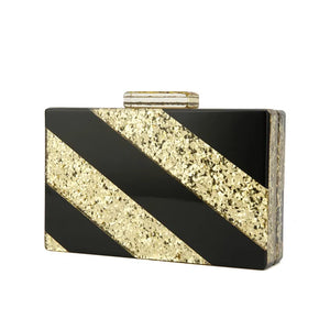 Striped Glitter Acrylic Casual Shoulder Bag for Women