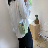 Solid Bucket Shoulder Bags Women Versatile Satchel PU Womens Handbags