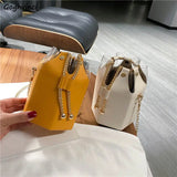 Solid Bucket Shoulder Bags Women Versatile Satchel PU Womens Handbags