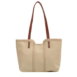 Solid Canvas Women Shoulder Bag Travel Outside Shopping Bag